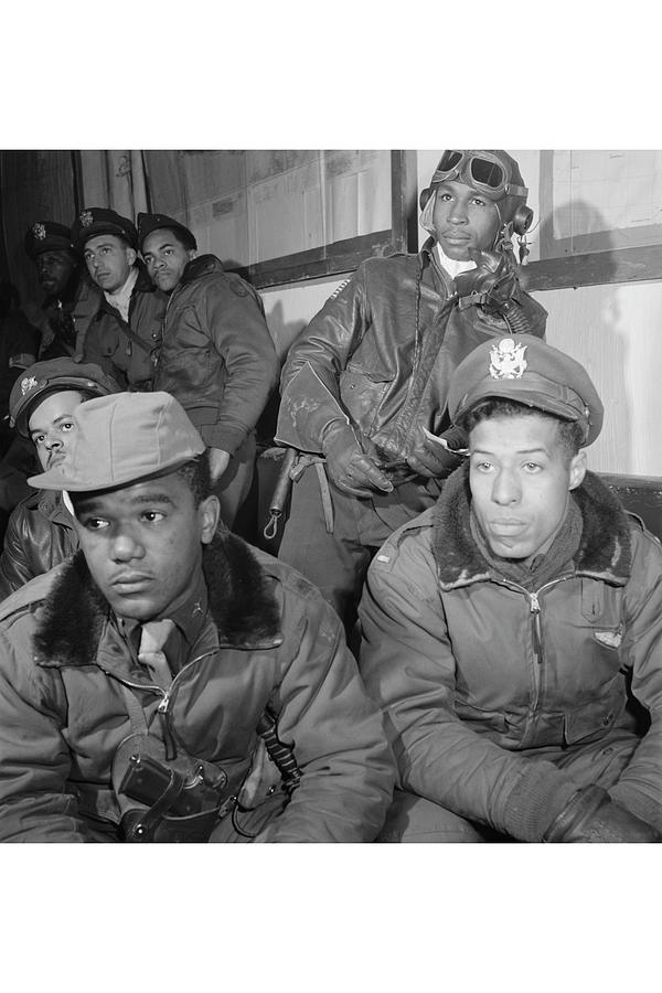 photograph of Tuskegee airmen attending a briefing in Ramitelli, Italy, March 1945 #1 Painting by Unknown