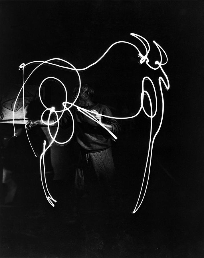 Pen Photograph - Picasso Paints With Light #1 by Gjon Mili