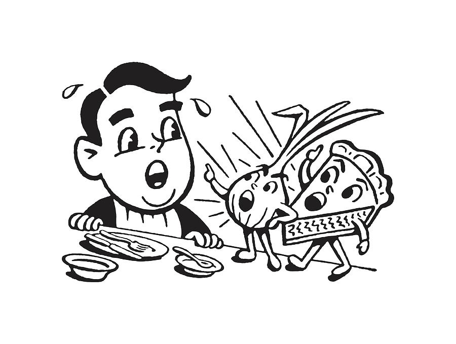 Black And White Drawing - Pie and Onion Scolding Man #1 by CSA Images