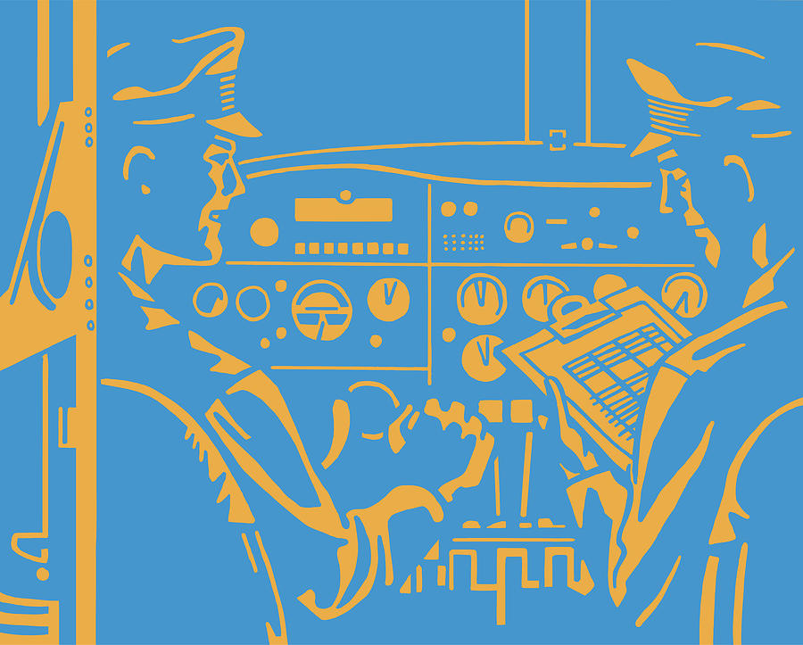 Pilots in Cockpit Drawing by CSA Images - Fine Art America