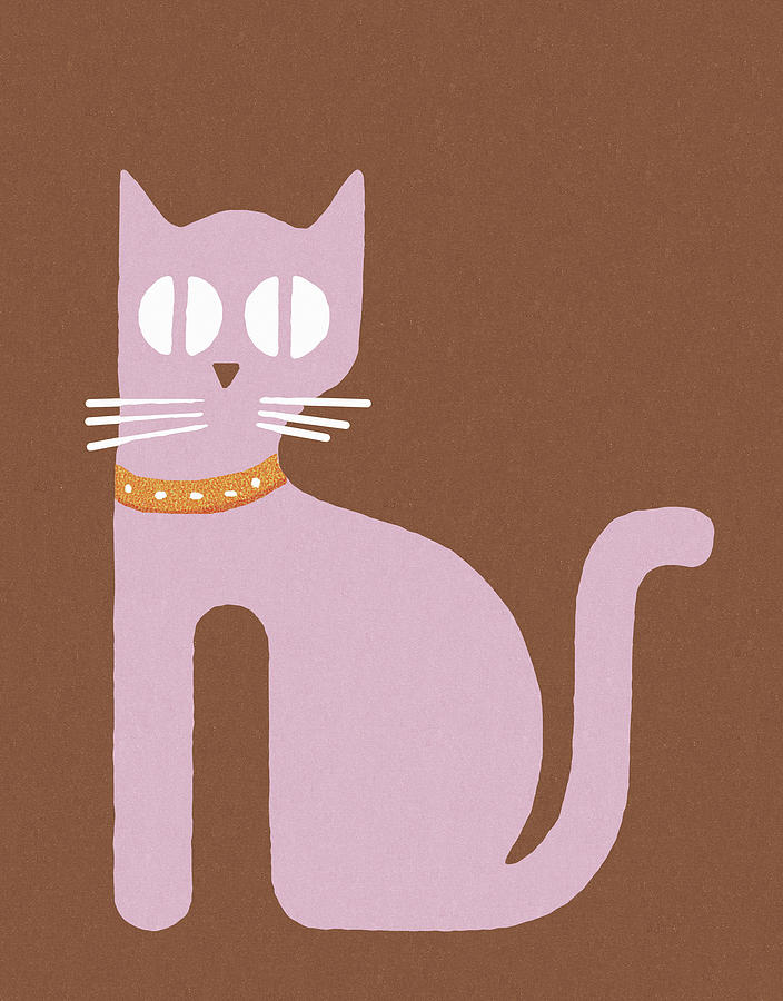 Vintage Drawing - Pink Cat #1 by CSA Images