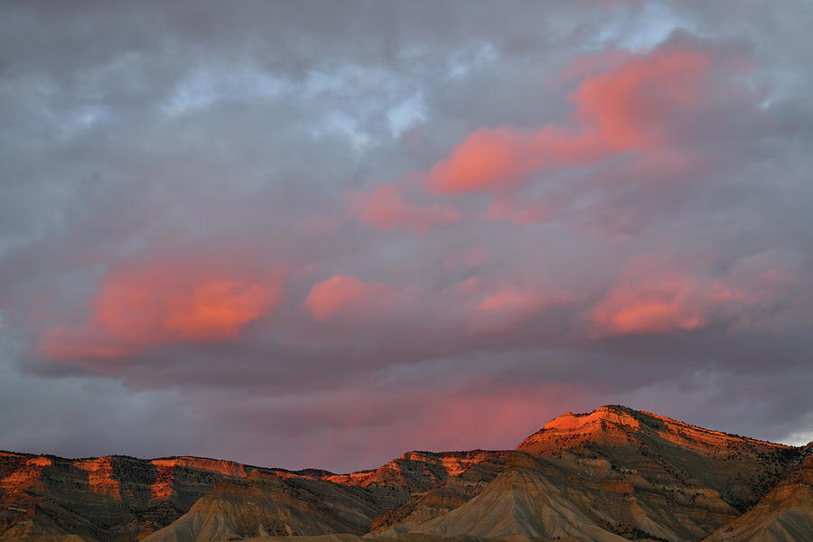 Pink Clouds over Book Cliffs #1 Photograph by Ray Mathis