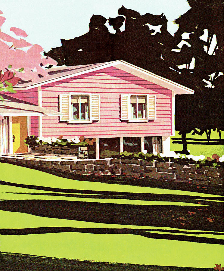 Architecture Drawing - Pink House #1 by CSA Images