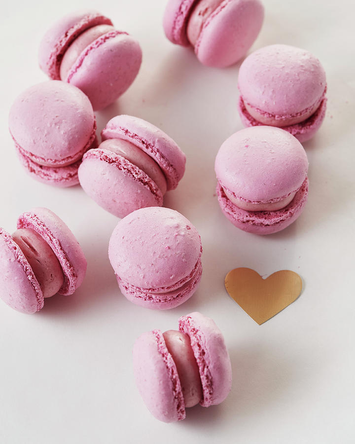 Pink Macarons For Valentines Day #1 Photograph by Hannah Kompanik