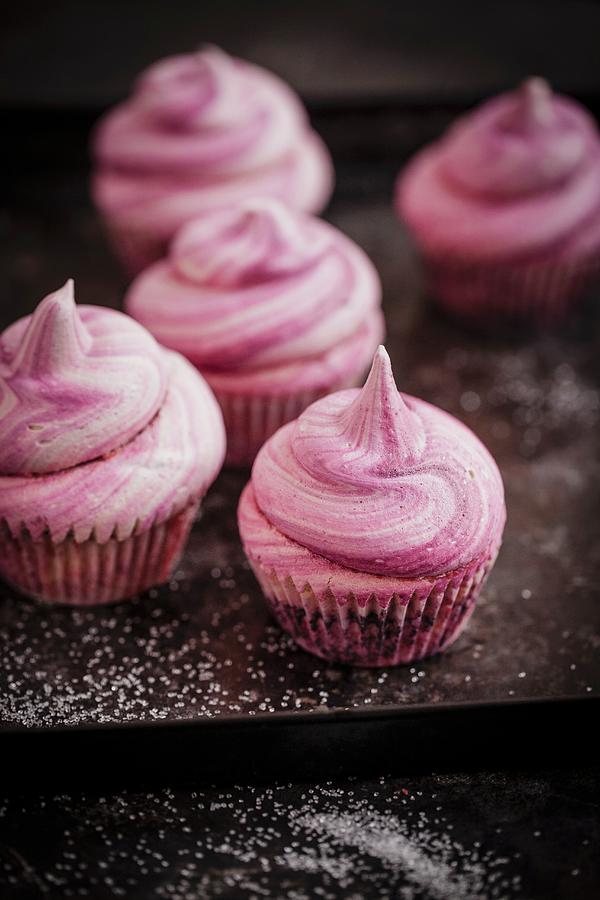 Pink Meringue Cupcakes For Valentines Day #1 Photograph by Eising Studio