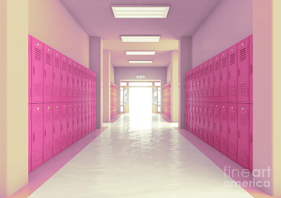 Pink School Locker Exit Way Digital Art
