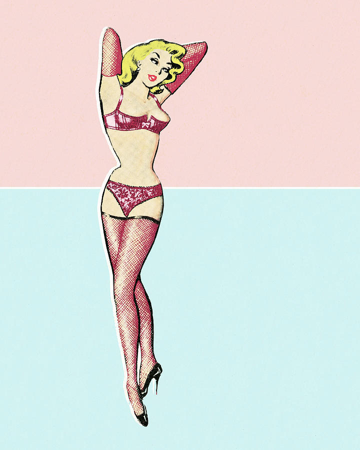 Vintage Drawing - Pinup girl #1 by CSA Images