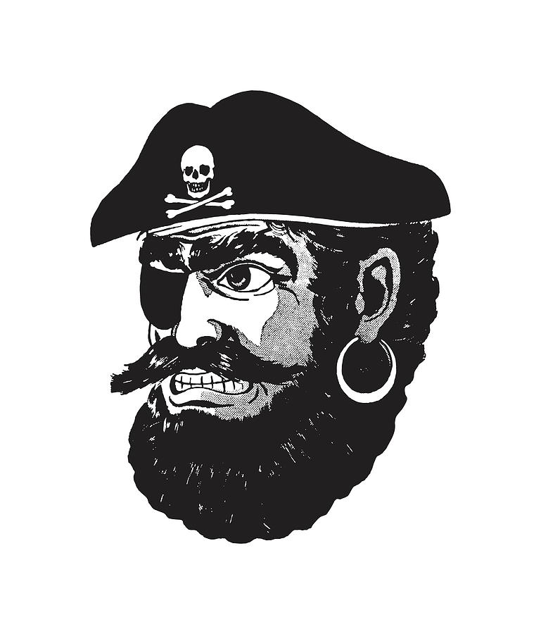 Black And White Drawing - Pirate With Beard #1 by CSA Images