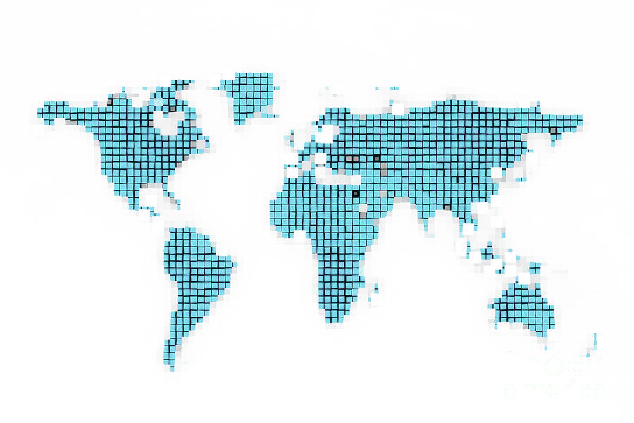 Pixel World Map #1 Photograph by Jesper Klausen/science Photo Library