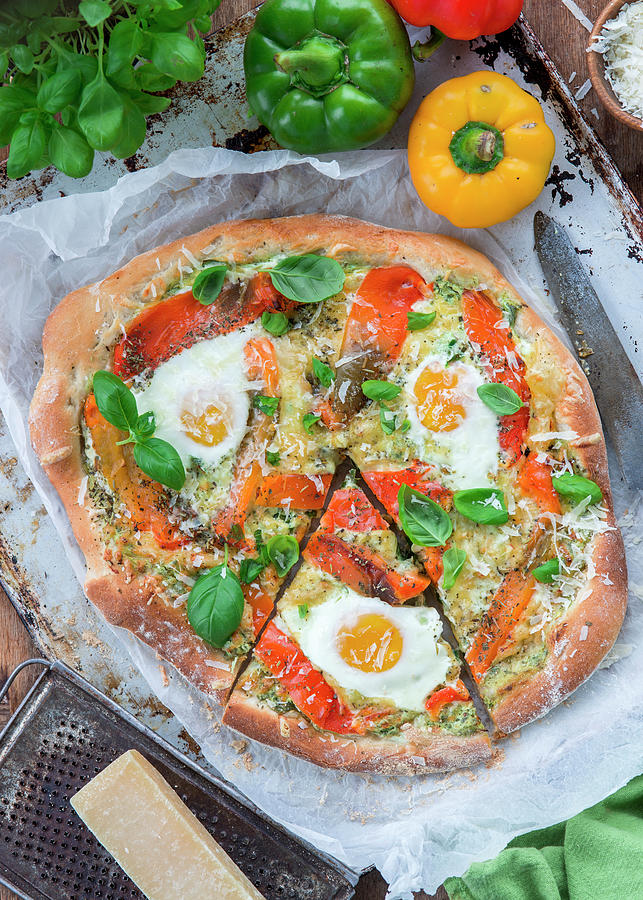 Pizza With Pepper And Eggs #1 Photograph by Irina Meliukh