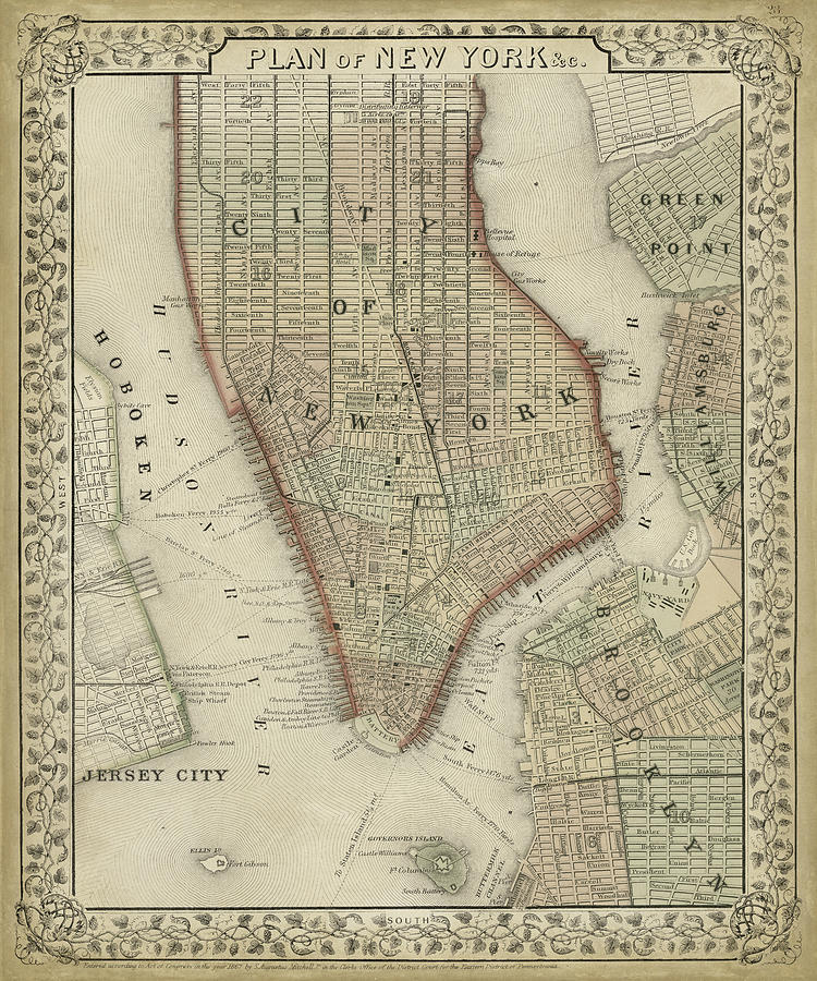 Plan Of New York Painting by Mitchell - Fine Art America