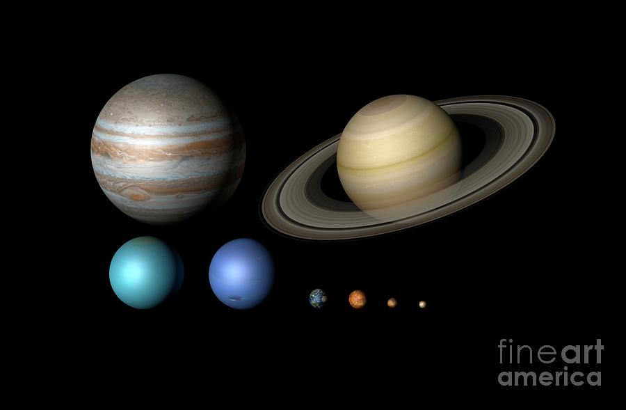 Planetary Size Comparison #1 Photograph by Mikkel Juul Jensen/science Photo Library
