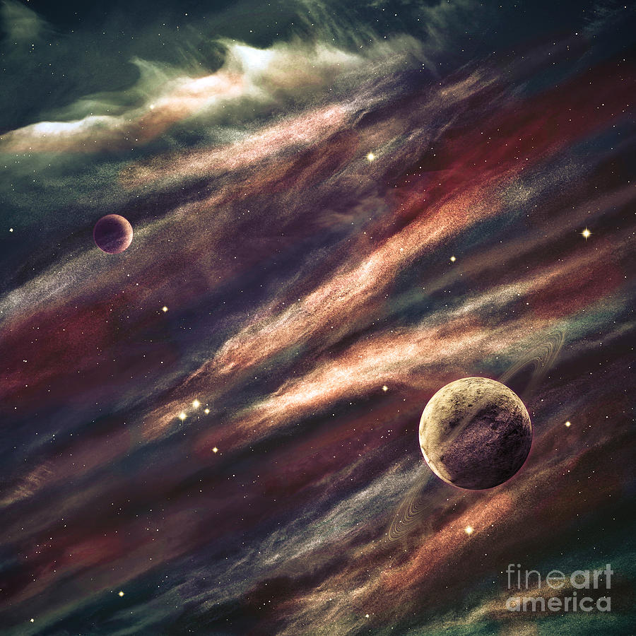 Harmony Photograph - Planets Over The Nebulae In Space by Vadim Sadovski Harmony Photograph - Planets Over The Nebulae In Space by Vadim Sadovski