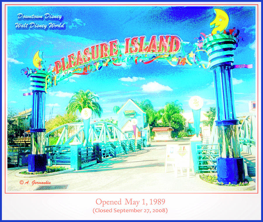 Pleasure Island Sign and Walkway Downtown Disney #2 Digital Art by A Macarthur Gurmankin