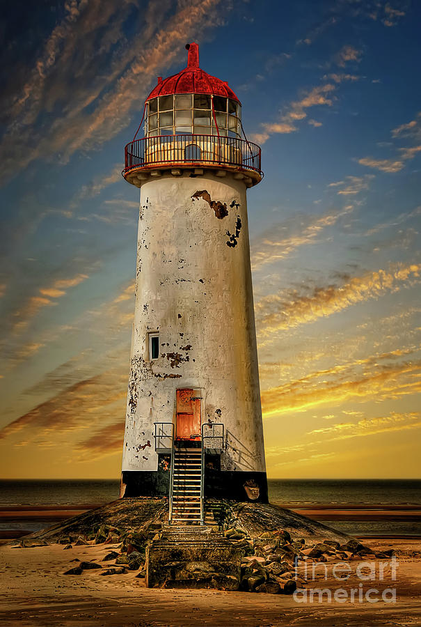 Point of Ayr Lighthouse Sunset #1 Photograph by Adrian Evans