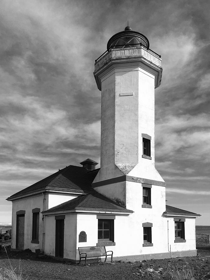 Point Wilson Lighthouse BW Photograph by Jerry Abbott