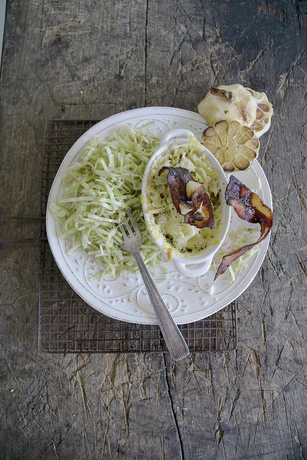 Pointed Cabbage And Bacon Bake With Pointed Cabbage Slaw #1 Photograph by Martina Schindler