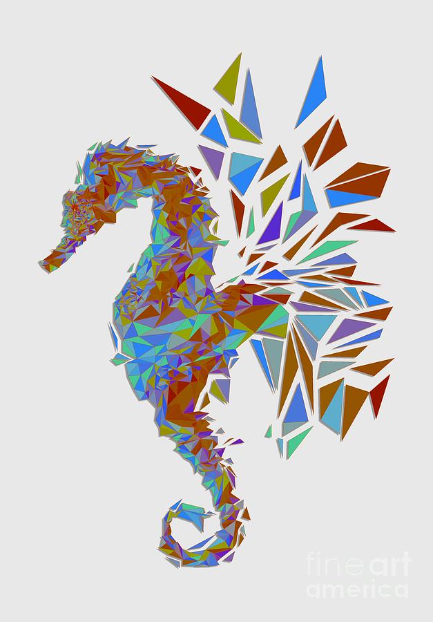 Seahorse Digital Art - Polygon Seahorse #2 by Neongelb Alien