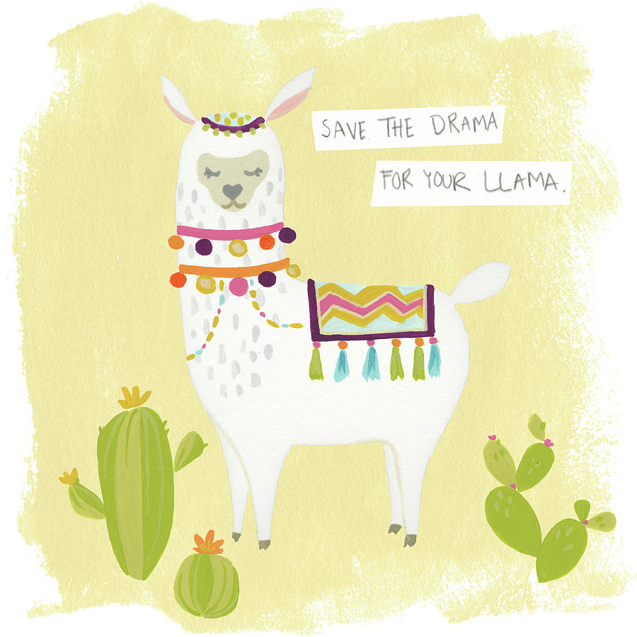 Inspirational Painting - Pom Pom Llama Rama I #1 by June Erica Vess