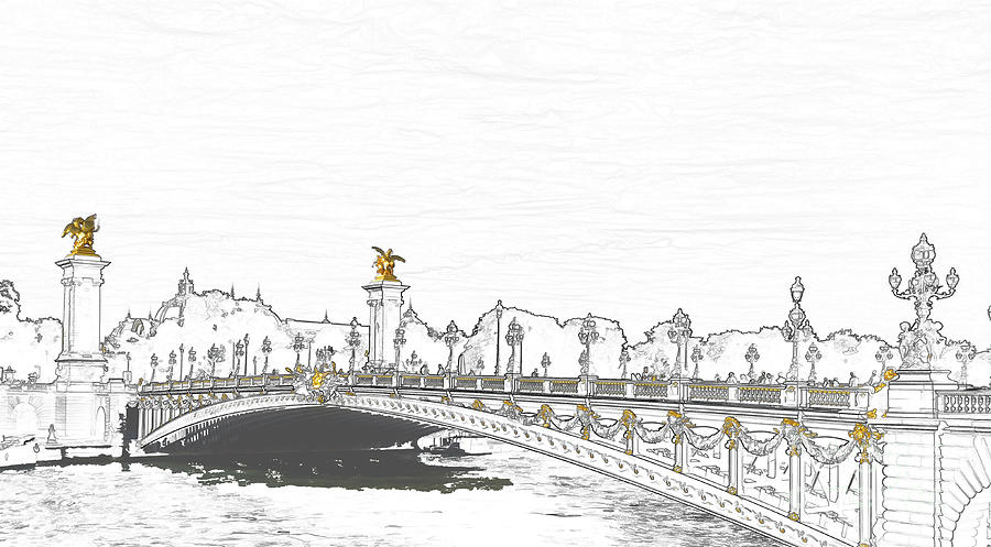 Paris Drawing - Pont Alexandre III - Paris by Ulysse Pixel
