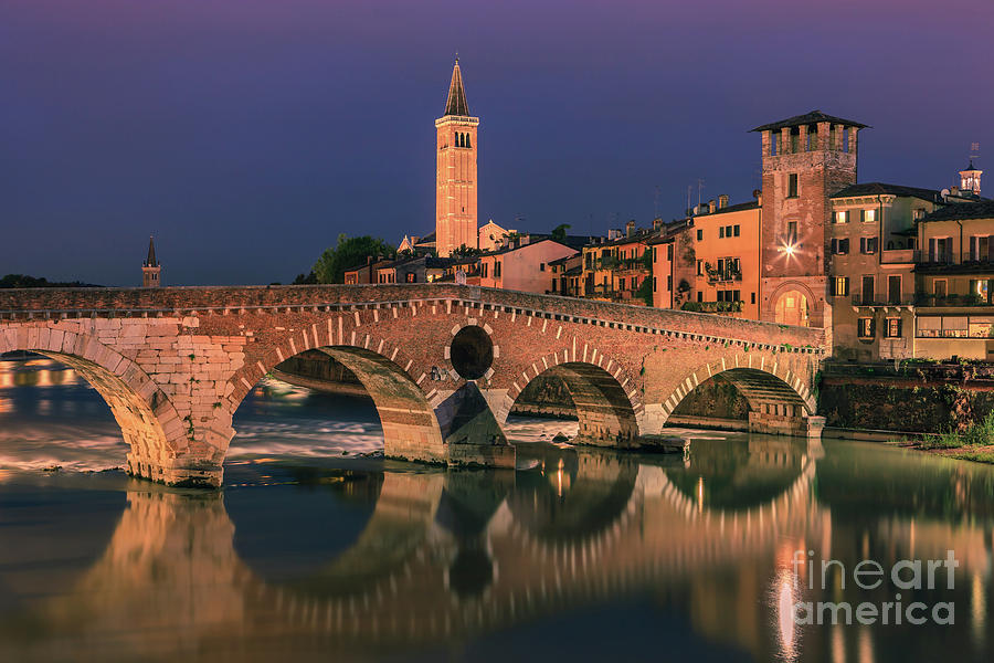 Ponte Pietra Bridge, Verona, Italy #1 Photograph by Henk Meijer Photography