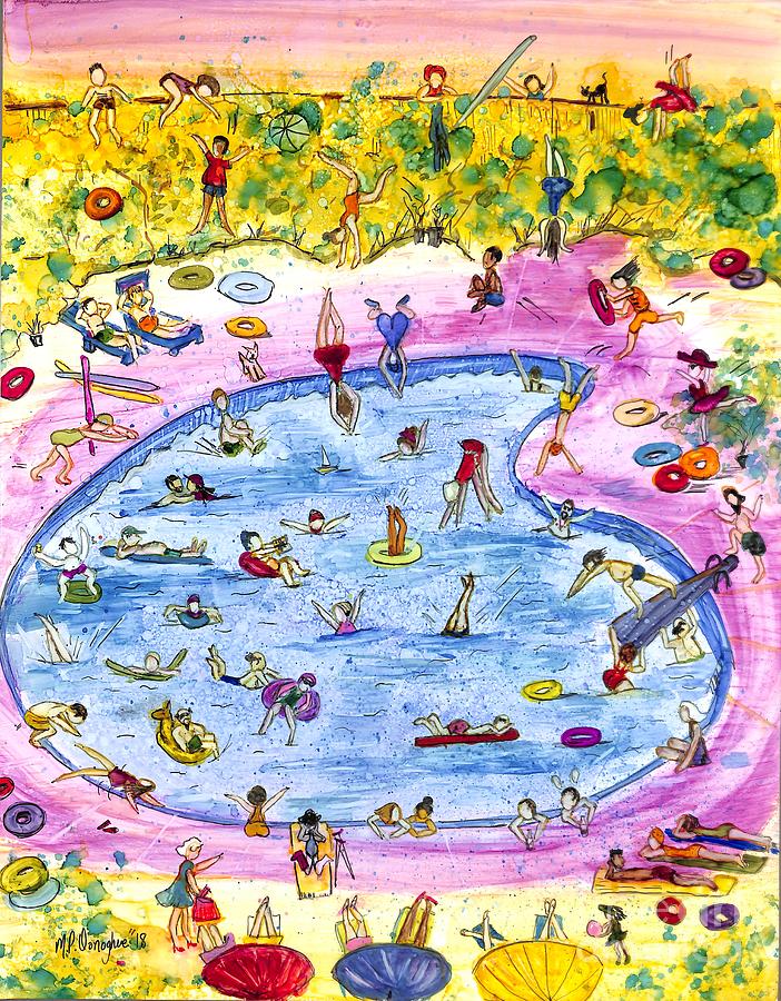 Pool Party Painting by Patty Donoghue