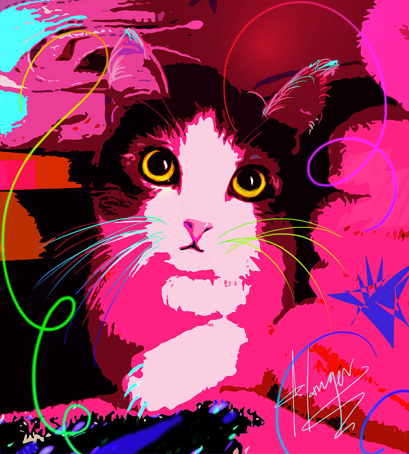 pOp Cat Callie #1 Painting by DC Langer