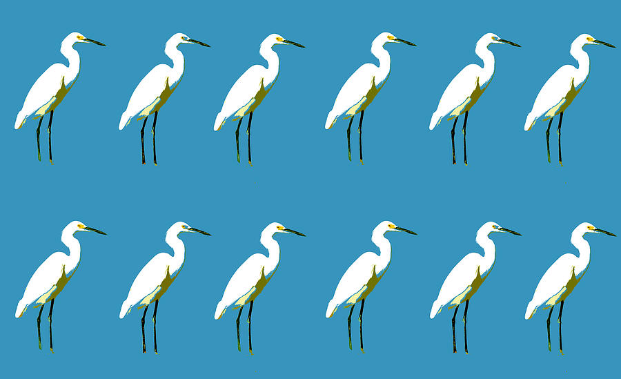 Bird Painting - Pop Egrets #1 by David Lee Thompson