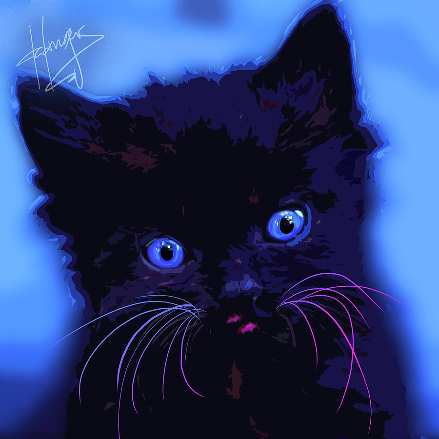 pOpCat Blueberry #1 Painting by DC Langer