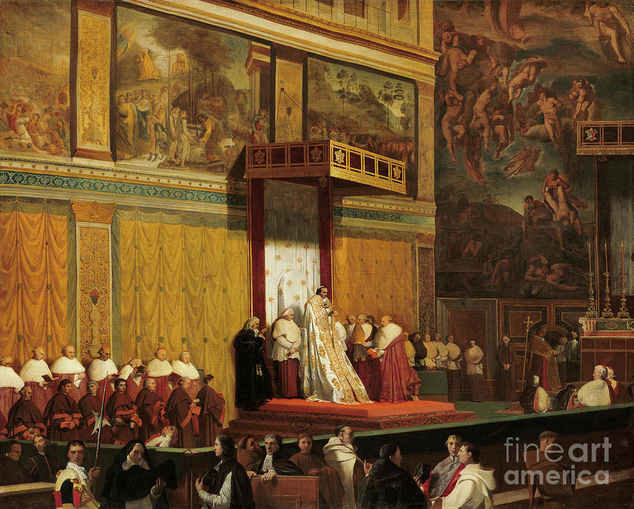 Pope Pius Vii In The Sistine Chapel, 1814 Painting by Jean Auguste Dominique Ingres