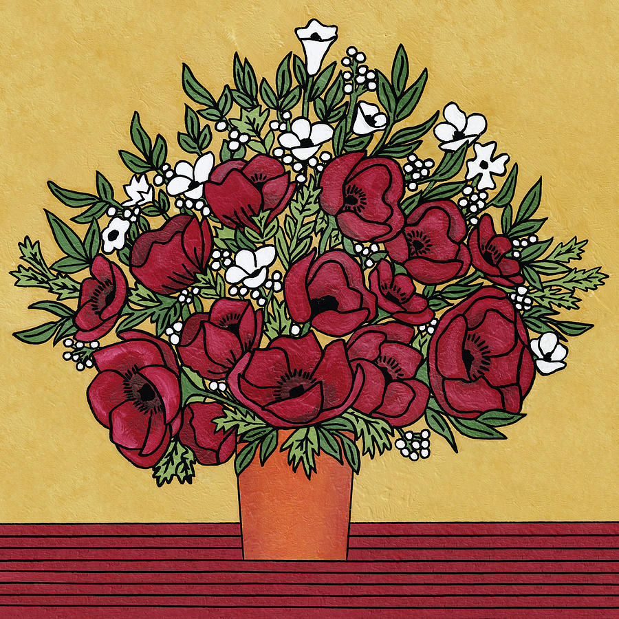Flower Painting - Poppy Bouquet #1 by Medana Gabbard