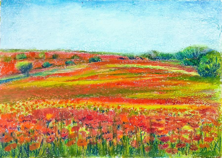 Poppy fields #1 Painting by Asha Sudhaker Shenoy