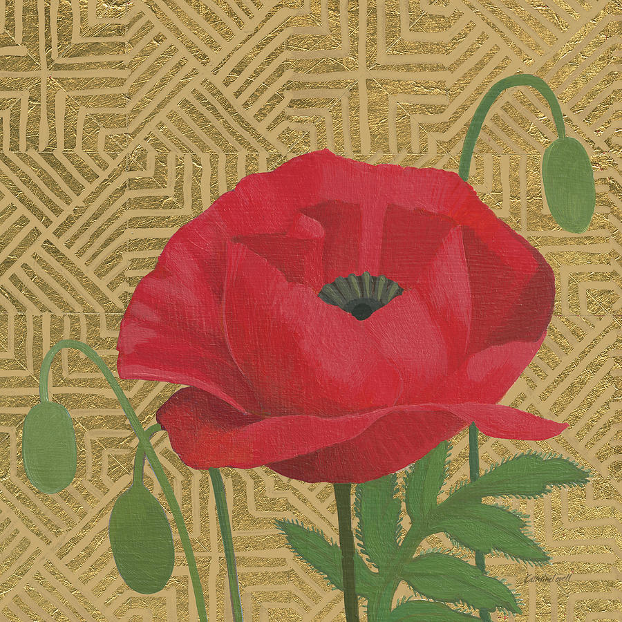 Poppy Painting - Poppy With Pattern #1 by Kathrine Lovell