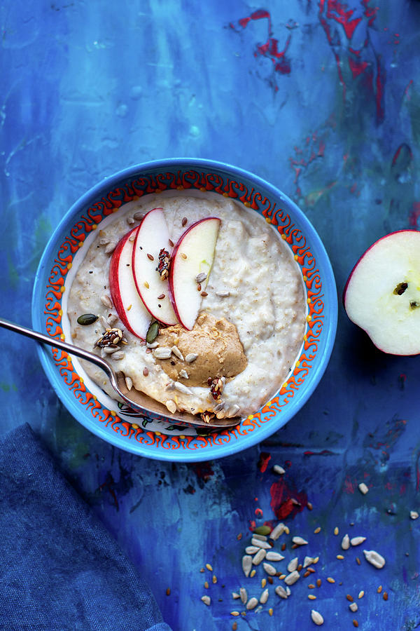 Porridge With Apple And Peanut Butter #1 Photograph by Lara Jane Thorpe