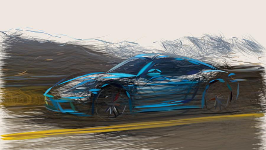 Porsche 718 Cayman Drawing #2 Digital Art by CarsToon Concept