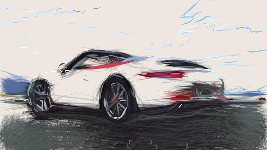 Porsche 911 Carrera S Cabriolet Drawing #2 Digital Art by CarsToon Concept