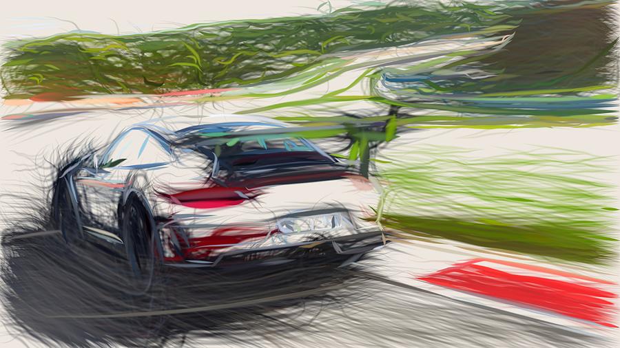 Porsche 911 GT3 RS Drawing #2 Digital Art by CarsToon Concept