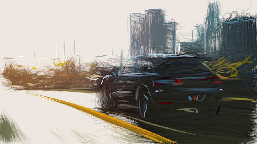 Porsche Macan Draw #1 Digital Art by CarsToon Concept
