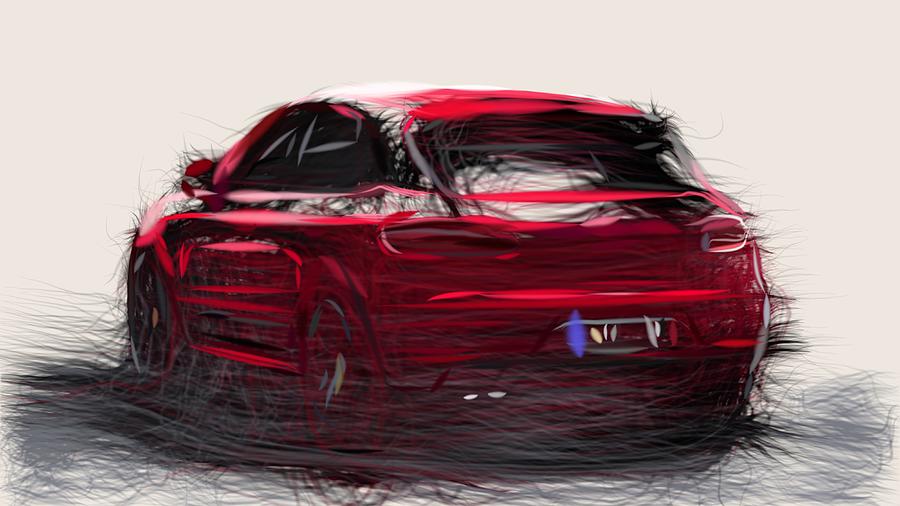 Vintage Digital Art - Porsche Macan GTS Drawing #2 by CarsToon Concept