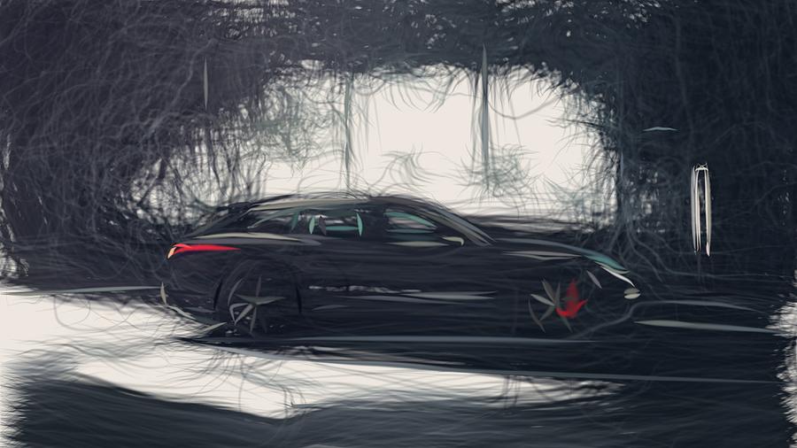 Porsche Panamera Sport Turismo Drawing #2 Digital Art by CarsToon Concept