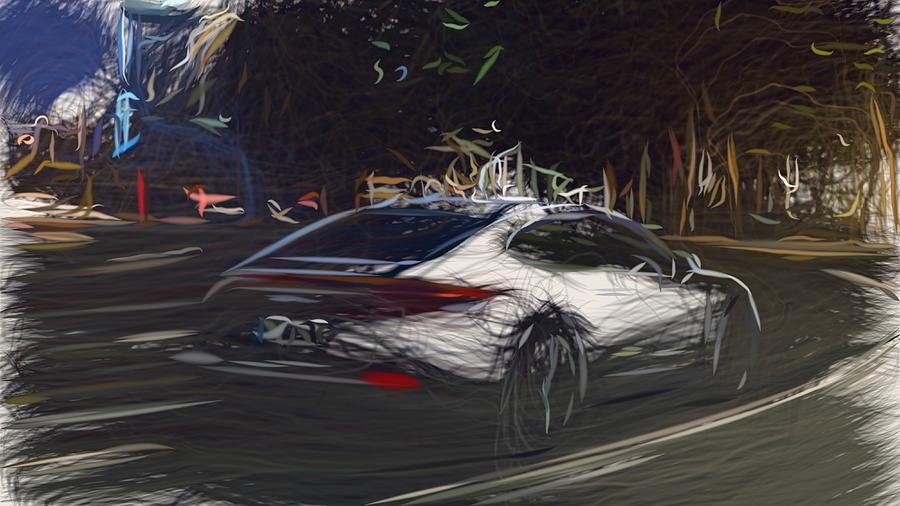 Porsche Panamera Turbo S E Hybrid Drawing #2 Digital Art by CarsToon Concept