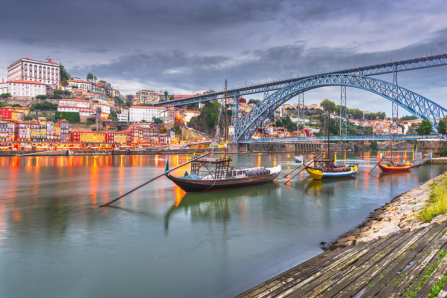 Wine Photograph - Porto, Portugal Old Town Skyline #1 by Sean Pavone
