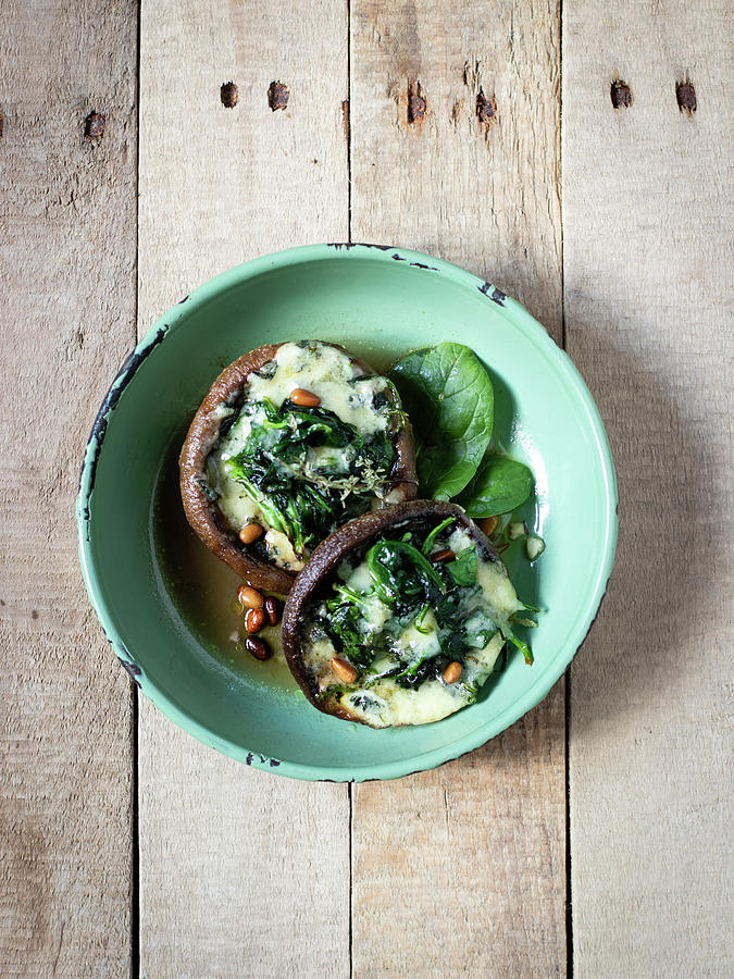 Portobello With Blue Cheese And Spinach #1 Photograph by Severien Vits