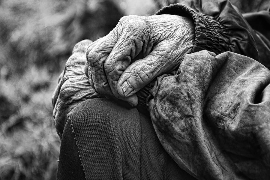 Black And White Photograph - Portrait Of A Grandmother Mara #1 by Stefan Kamenov