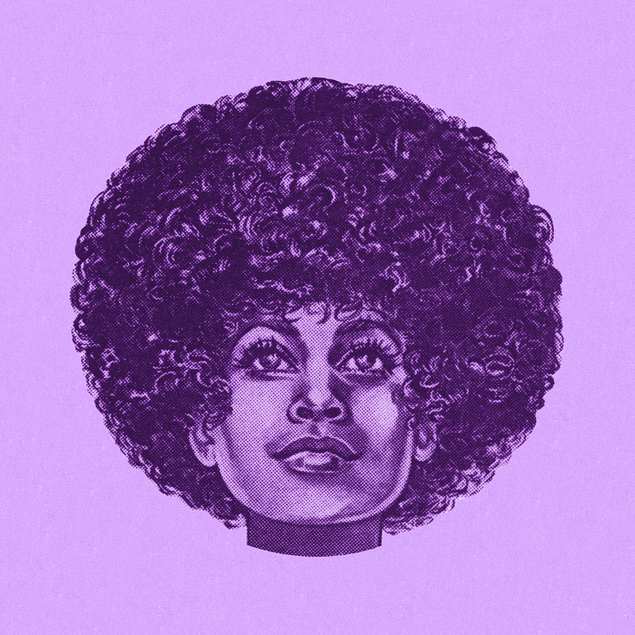 Vintage Drawing - Portrait of a Woman with an Afro #1 by CSA Images