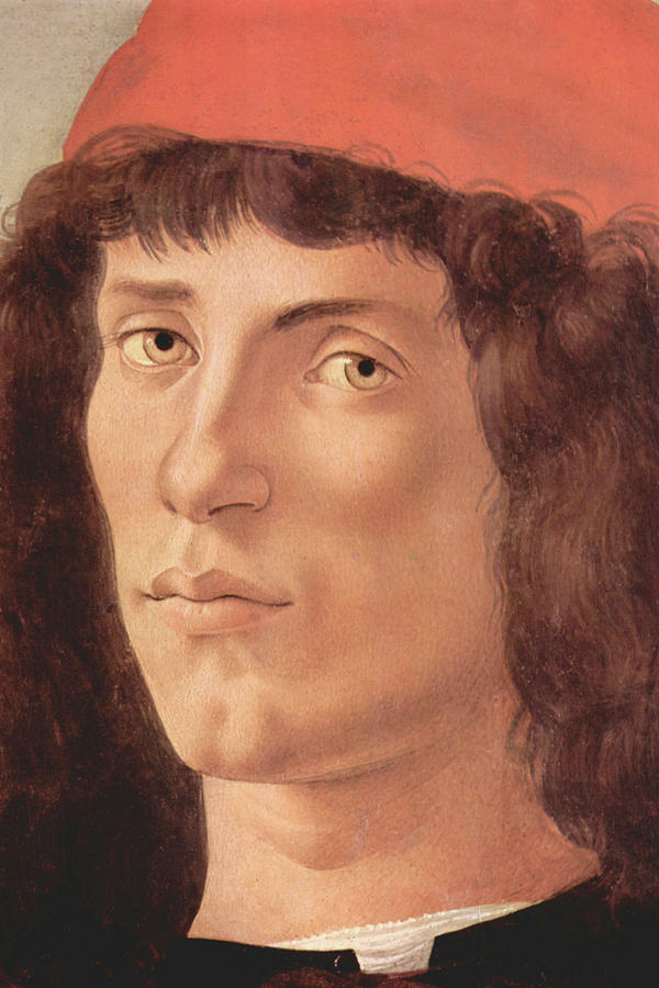 Portrait of a Young Man with red Cap #1 Painting by Sandro Botticelli