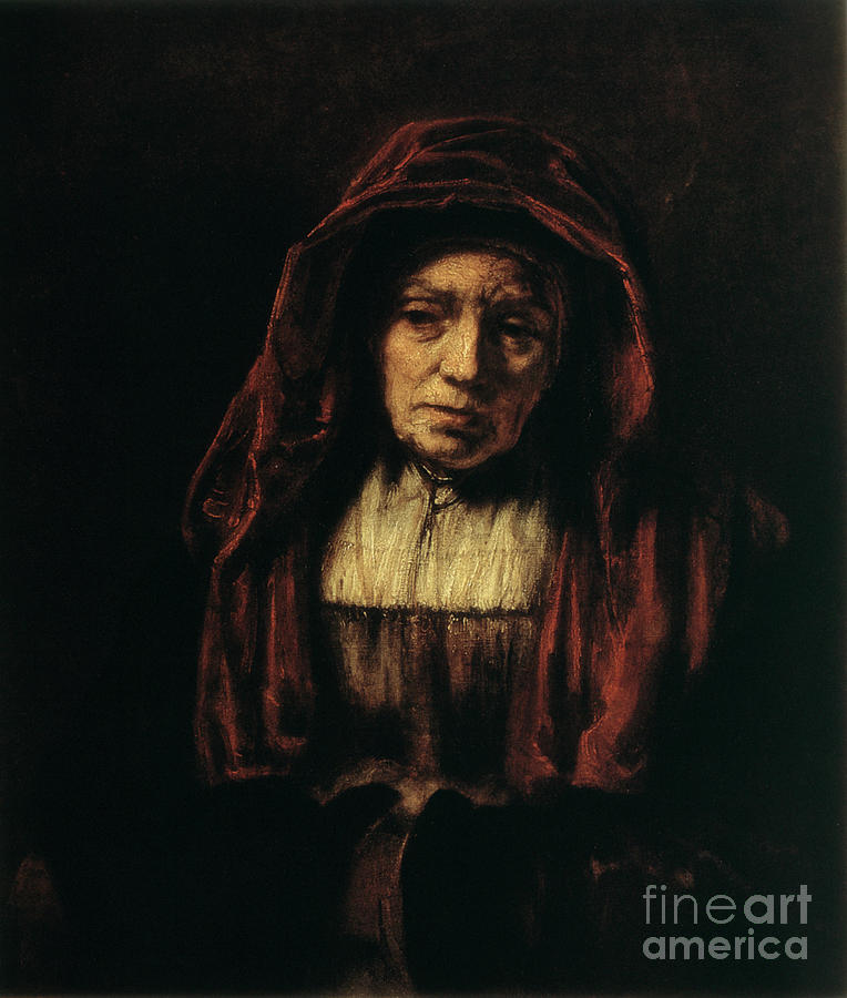 Portrait Of An Old Woman, 1654. Artist #1 Drawing by Print Collector