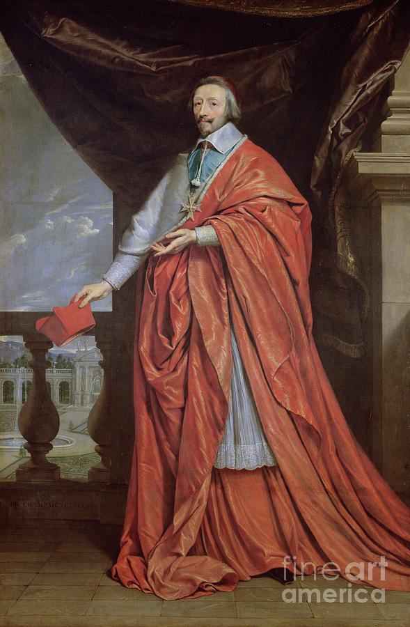 Portrait Of Armand-jean Du Plessis, Cardinal Richelieu Painting by Philippe De Champaigne