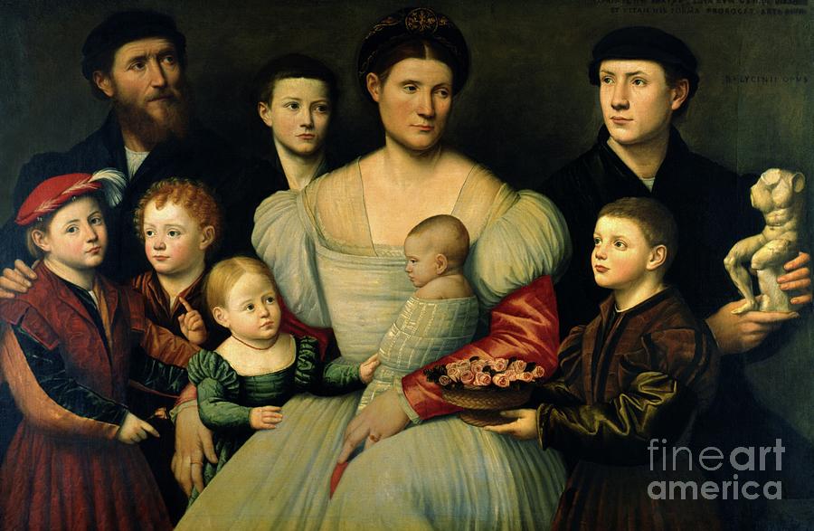 Portrait Of Arrigo Licinio And His Family Painting by Bernardino Licinio
