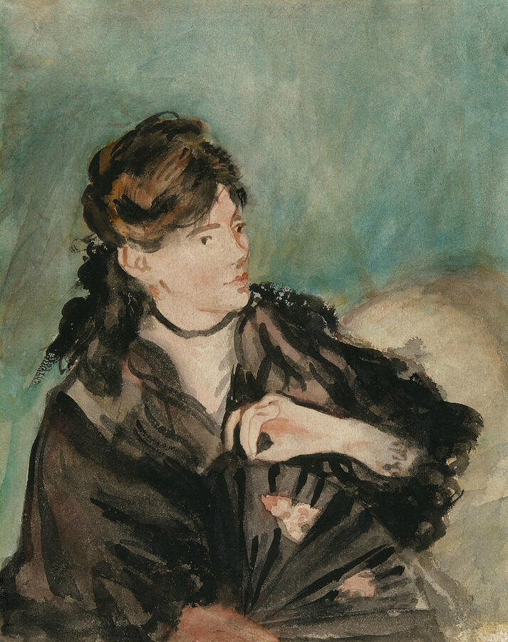 Portrait of Berthe Morisot with a Fan, from 1874 Drawing by Edouard Manet